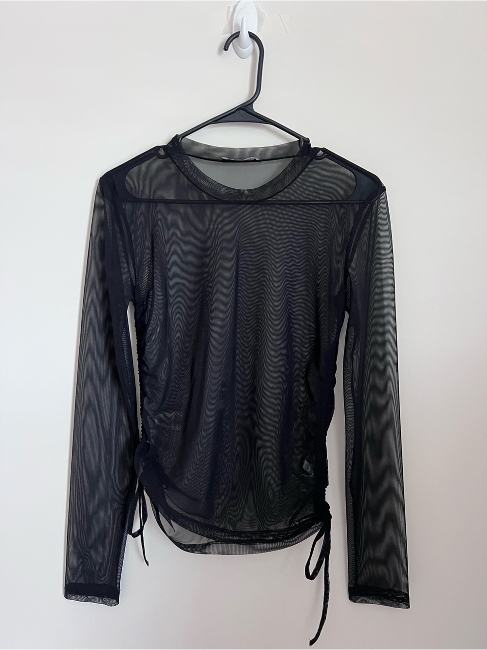 Zara sheer Long-Sleeve Mesh Top - Black
